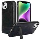 For iPhone 14 Plus Retro Leather Invisible Stand MagSafe Phone Case(Black) - 1