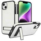 For iPhone 14 Retro Leather Invisible Stand MagSafe Phone Case(White) - 1