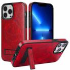For iPhone 13 Pro Retro Leather Invisible Stand MagSafe Phone Case(Red) - 1