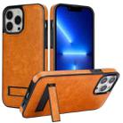 For iPhone 13 Pro Retro Leather Invisible Stand MagSafe Phone Case(Yellow) - 1