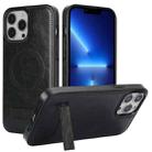 For iPhone 13 Pro Max Retro Leather Invisible Stand MagSafe Phone Case(Black) - 1