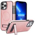 For iPhone 13 Pro Max Retro Leather Invisible Stand MagSafe Phone Case(Rose Gold) - 1