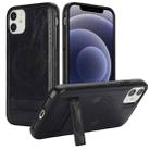 For iPhone 12 / 12 Pro Retro Leather Invisible Stand MagSafe Phone Case(Black) - 1