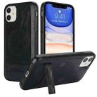 For iPhone 11 Retro Leather Invisible Stand MagSafe Phone Case(Black) - 1