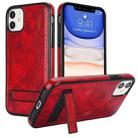 For iPhone 11 Retro Leather Invisible Stand MagSafe Phone Case(Red) - 1