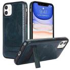 For iPhone 11 Retro Leather Invisible Stand MagSafe Phone Case(Blue) - 1