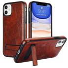 For iPhone 11 Retro Leather Invisible Stand MagSafe Phone Case(Brown) - 1