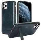 For iPhone 11 Pro Retro Leather Invisible Stand MagSafe Phone Case(Blue) - 1