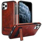 For iPhone 11 Pro Retro Leather Invisible Stand MagSafe Phone Case(Brown) - 1