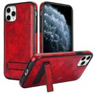 For iPhone 11 Pro Max Retro Leather Invisible Stand MagSafe Phone Case(Red) - 1