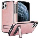 For iPhone 11 Pro Max Retro Leather Invisible Stand MagSafe Phone Case(Rose Gold) - 1