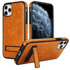 For iPhone 11 Pro Max Retro Leather Invisible Stand MagSafe Phone Case(Yellow) - 1