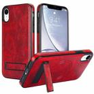 For iPhone XR Retro Leather Invisible Stand MagSafe Phone Case(Red) - 1