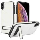 For iPhone X / XS Retro Leather Invisible Stand MagSafe Phone Case(White) - 1