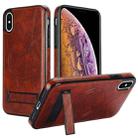 For iPhone X / XS Retro Leather Invisible Stand MagSafe Phone Case(Brown) - 1