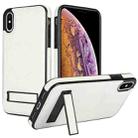 For iPhone XS Max Retro Leather Invisible Stand MagSafe Phone Case(White) - 1