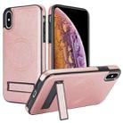 For iPhone XS Max Retro Leather Invisible Stand MagSafe Phone Case(Rose Gold) - 1