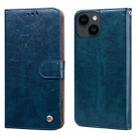 Oil Wax Texture Shockproof Flip Leather Phone Case For iPhone 15(Blue) - 1