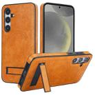 For Samsung Galaxy S24+ 5G Retro Leather Invisible Stand MagSafe Phone Case(Yellow) - 1
