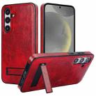 For Samsung Galaxy S24 5G Retro Leather Invisible Stand MagSafe Phone Case(Red) - 1