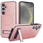 For Samsung Galaxy S24 5G Retro Leather Invisible Stand MagSafe Phone Case(Rose Gold) - 1