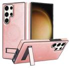 For Samsung Galaxy S23 Ultra 5G Retro Leather Invisible Stand MagSafe Phone Case(Rose Gold) - 1