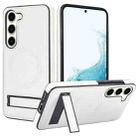 For Samsung Galaxy S23 5G Retro Leather Invisible Stand MagSafe Phone Case(White) - 1