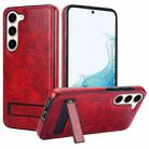 For Samsung Galaxy S23 5G Retro Leather Invisible Stand MagSafe Phone Case(Red) - 1