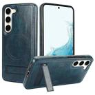 For Samsung Galaxy S23 5G Retro Leather Invisible Stand MagSafe Phone Case(Blue) - 1