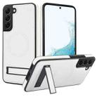 For Samsung Galaxy S22 5G Retro Leather Invisible Stand MagSafe Phone Case(White) - 1