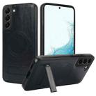 For Samsung Galaxy S22 5G Retro Leather Invisible Stand MagSafe Phone Case(Black) - 1