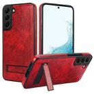 For Samsung Galaxy S22 5G Retro Leather Invisible Stand MagSafe Phone Case(Red) - 1