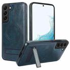 For Samsung Galaxy S22 5G Retro Leather Invisible Stand MagSafe Phone Case(Blue) - 1