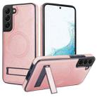 For Samsung Galaxy S22 5G Retro Leather Invisible Stand MagSafe Phone Case(Rose Gold) - 1