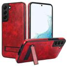 For Samsung Galaxy S22+ 5G Retro Leather Invisible Stand MagSafe Phone Case(Red) - 1