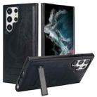 For Samsung Galaxy S22 Ultra 5G Retro Leather Invisible Stand MagSafe Phone Case(Black) - 1