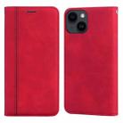 For iPhone 15 Frosted Business Magnetic Horizontal Flip PU Phone Case(Red) - 1