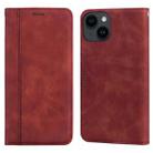 For iPhone 15 Plus Frosted Business Magnetic Horizontal Flip PU Phone Case(Brown) - 1