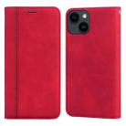 For iPhone 15 Plus Frosted Business Magnetic Horizontal Flip PU Phone Case(Red) - 1