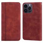 For iPhone 15 Pro Frosted Business Magnetic Horizontal Flip PU Phone Case(Brown) - 1