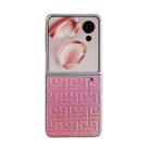 For Honor Magic V Flip Pearlescent Paint Gradient Geometric Leather Phone Case(Pink) - 1