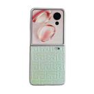 For Honor Magic V Flip Pearlescent Paint Gradient Geometric Leather Phone Case(Green) - 1