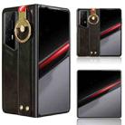 For Honor Magic V2 RSR Porsche Design Wristband Leather Back Phone Case(Black) - 1