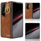 For Honor Magic V2 RSR Porsche Design Wristband Leather Back Phone Case(Brown) - 1