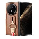 For Honor Magic V5 Wristband Leather Back Phone Case(Brown) - 3