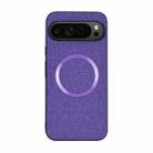 For Google Pixel 9 CD Magnetic Ring Cloth Texture PU Phone Case(Purple) - 1