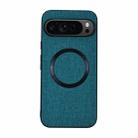 For Google Pixel 9 CD Magnetic Ring Cloth Texture PU Phone Case(Green) - 1