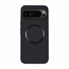 For Google Pixel 9 CD Magnetic Ring Cloth Texture PU Phone Case(Black) - 1