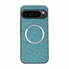 For Google Pixel 9 CD Magnetic Ring Cloth Texture PU Phone Case(Blue) - 1