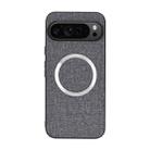 For Google Pixel 9 CD Magnetic Ring Cloth Texture PU Phone Case(Grey) - 1